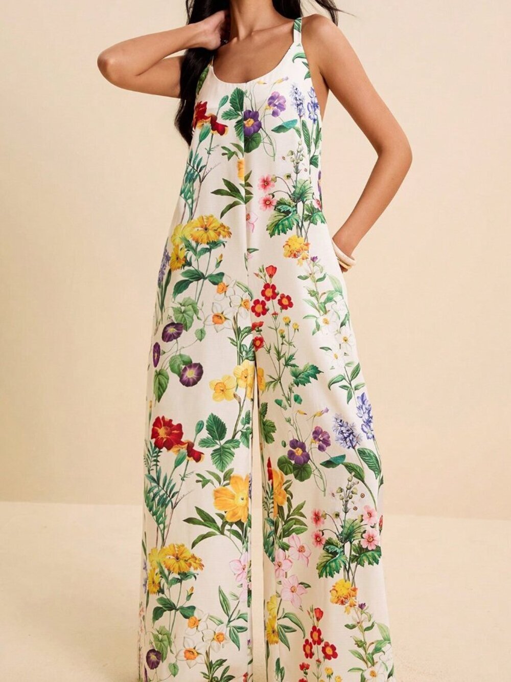 Boho Multicolor Women's Floral Tropical Sleeveless Jumpsuit
